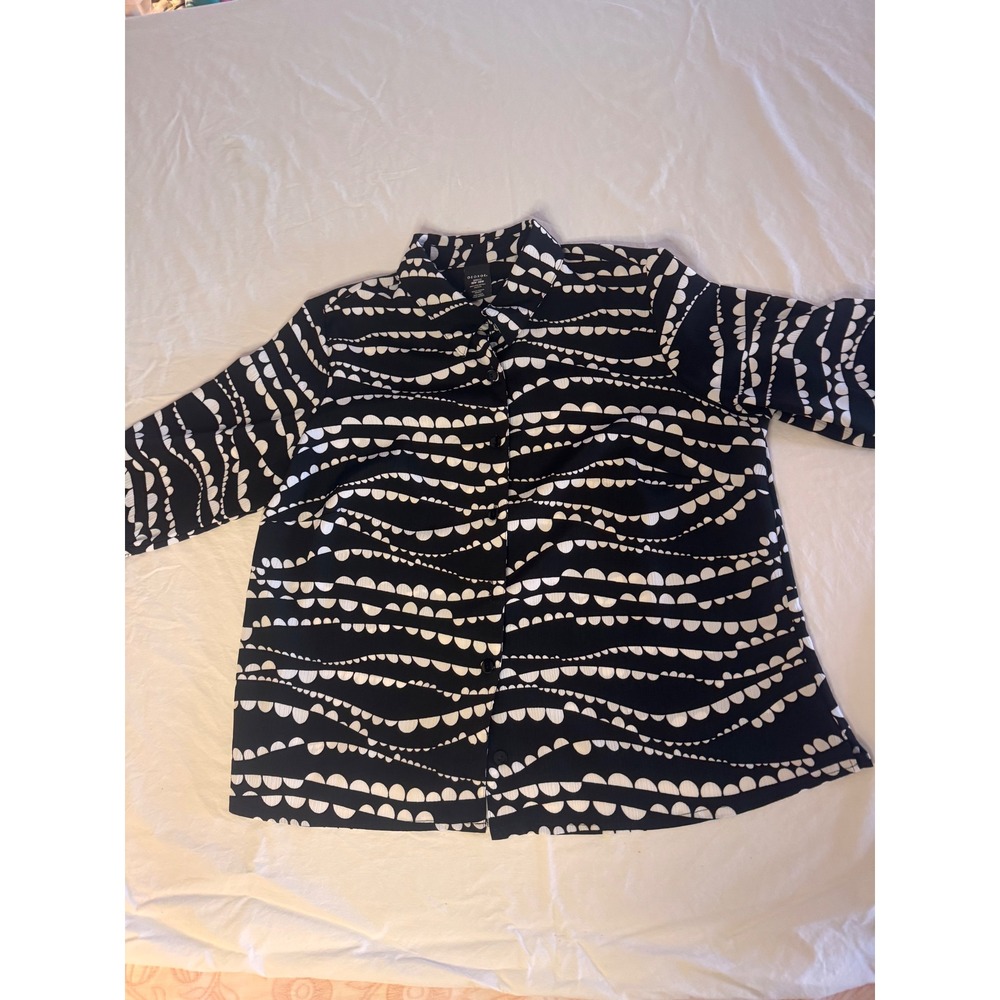 George Black White Wave Pattern‎ Button Up Shirt Top Women's 18W NW